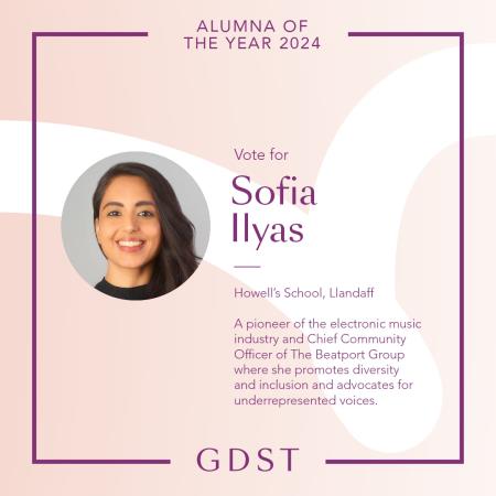 Hywelian Sofia Ilyas shortlisted for GDST Alumna of the Year Award